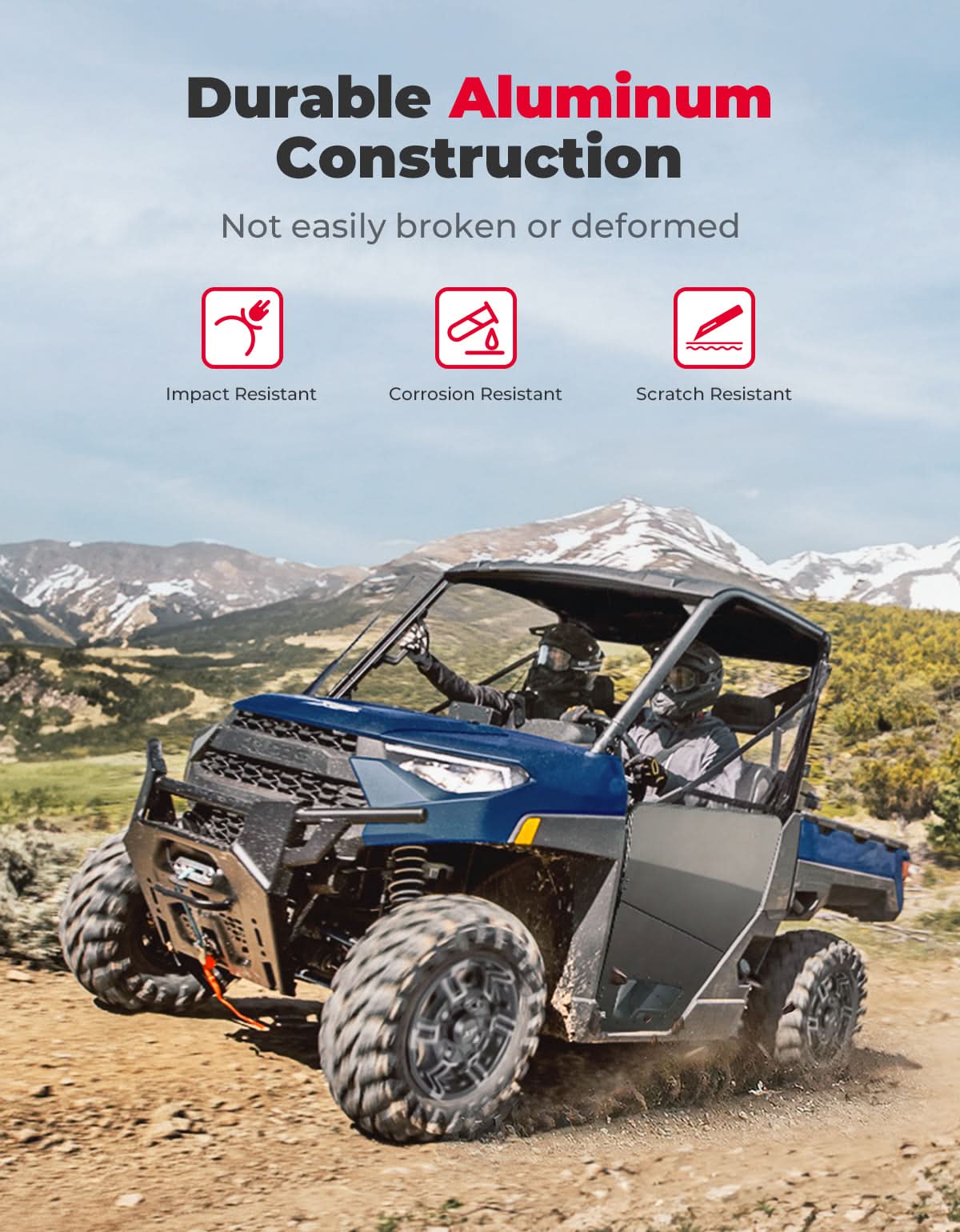 UTV Aluminum Half Doors for Ranger XP 1000 2018-2026 – fits Polaris Ranger XP 1000 (view 2)