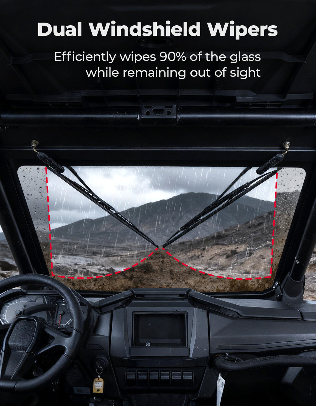 PRO XP Glass Windshield with 2 Manual Wipers for Polaris RZR PRO XP/XP4/PRO S/S4 (2025-2026) – fits Polaris RZR Pro S 4