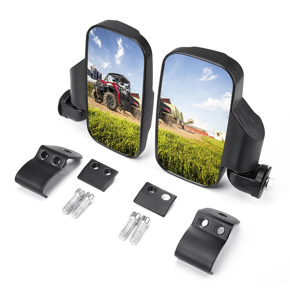 Adjustable Break Away Side Mirrors & 2" Tie Down Anchors Fit Polaris Ranger