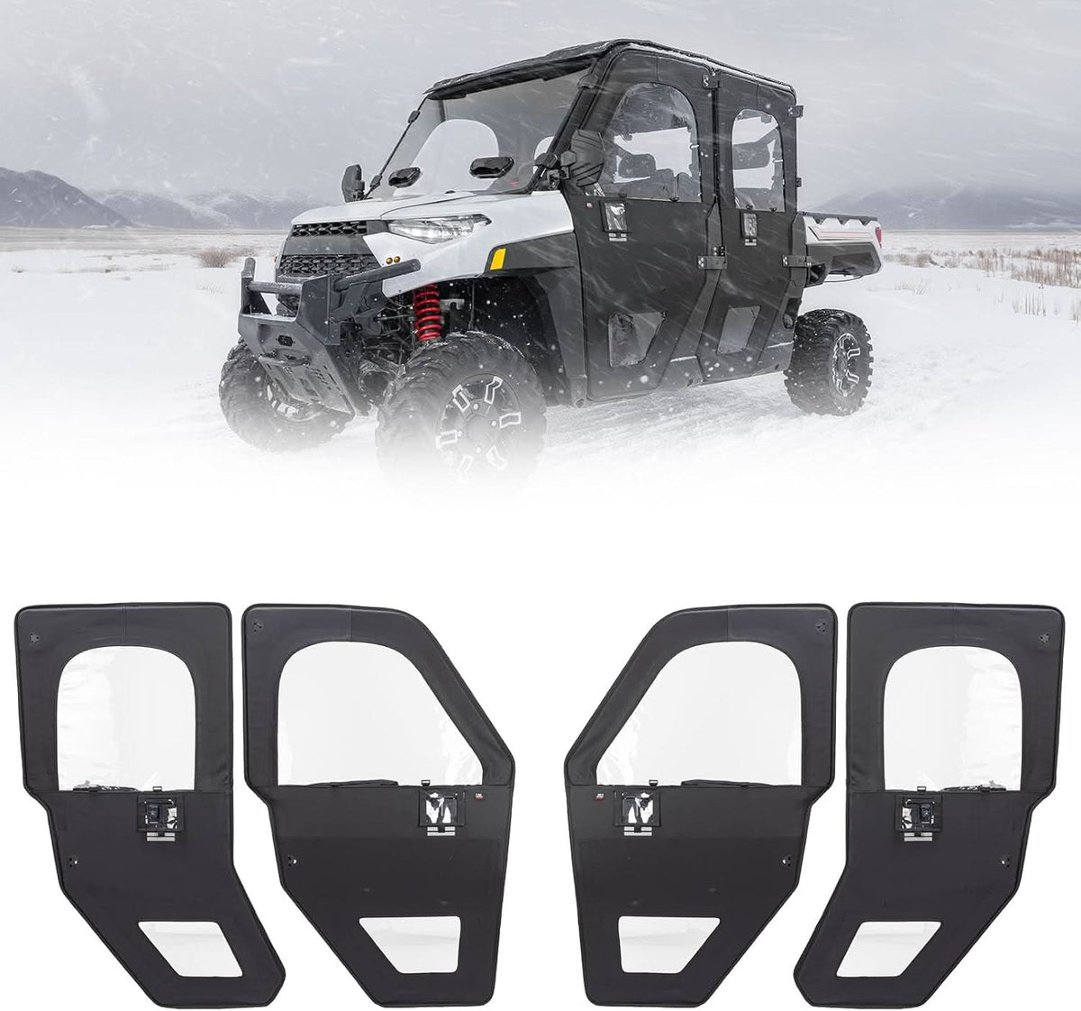 UTV Doors With Steel Frame for Polaris Ranger CREW XP 1000 2019-2026, Complete 4-Door Set – fits Polaris Ranger Crew XP 1000