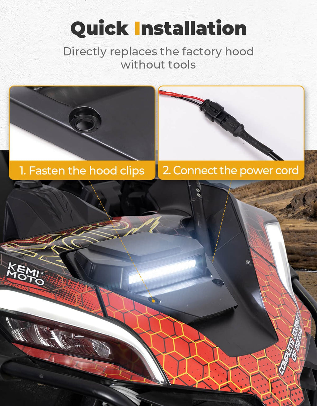 UTV Hood Scoop with Light for CFMOTO ZForce 950 2020-2024