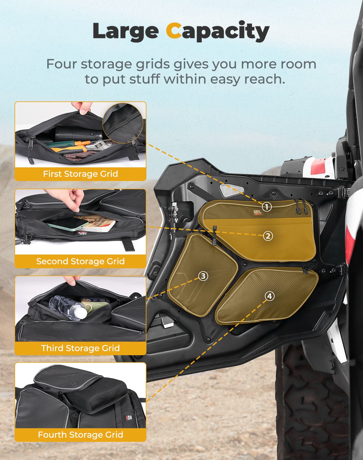 Rear Door Storage Bag PVC Tool Bags for 2024-2025 Polaris RZR XP 4 1000 – fits Polaris RZR XP 4 1000 (2024+) (view 2)