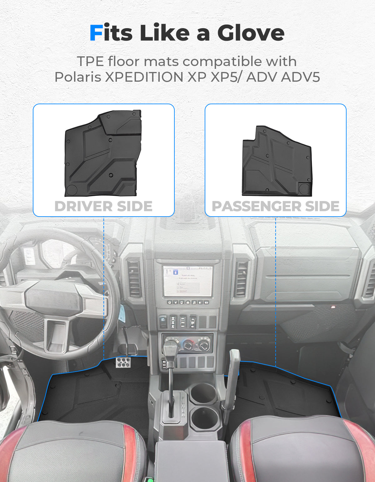 Front TPE Floor Mat for Polaris Xpedition XP/ADV/XP 5/ADV 5 2024+ – fits Polaris Xpedition XP (view 2)