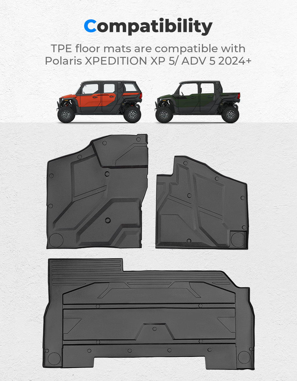 Front and Rear TPE Floor Mat for Polaris Xpedition XP 5/ADV 5 2024+ – fits Polaris Xpedition XP 5 (view 2)