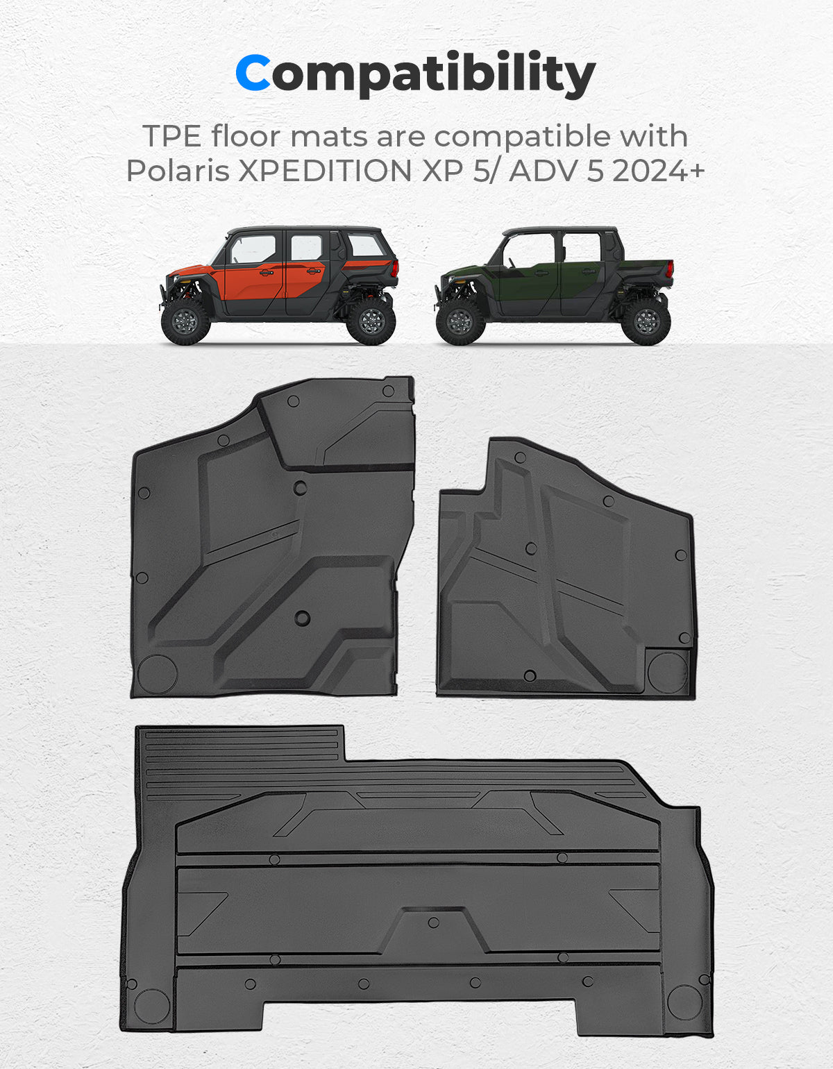 Front and Rear TPE Floor Mat for Polaris Xpedition XP 5/ADV 5 2024+ – fits Polaris Xpedition XP 5 (view 2)