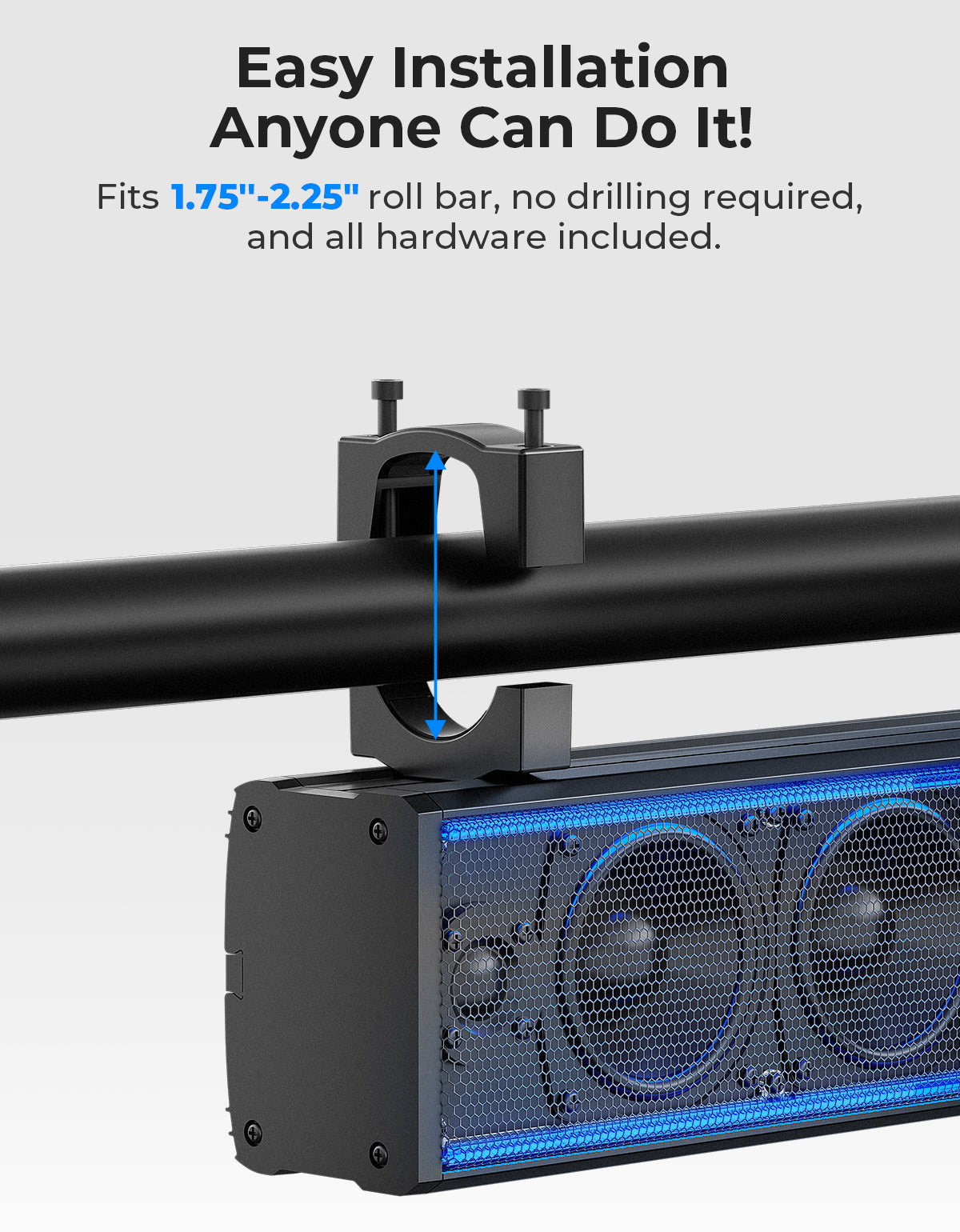 6 Speaker 26'' RGB Universal Sound Bar for Can Am Maverick X3/ RZR w/ 1.75''-2.25'' Roll Bar