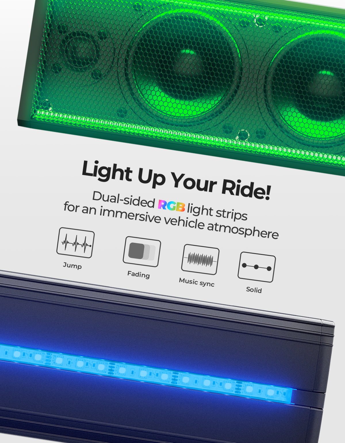 6 Speaker 26'' RGB Universal Sound Bar for Can Am Maverick X3/ RZR w/ 1.75''-2.25'' Roll Bar