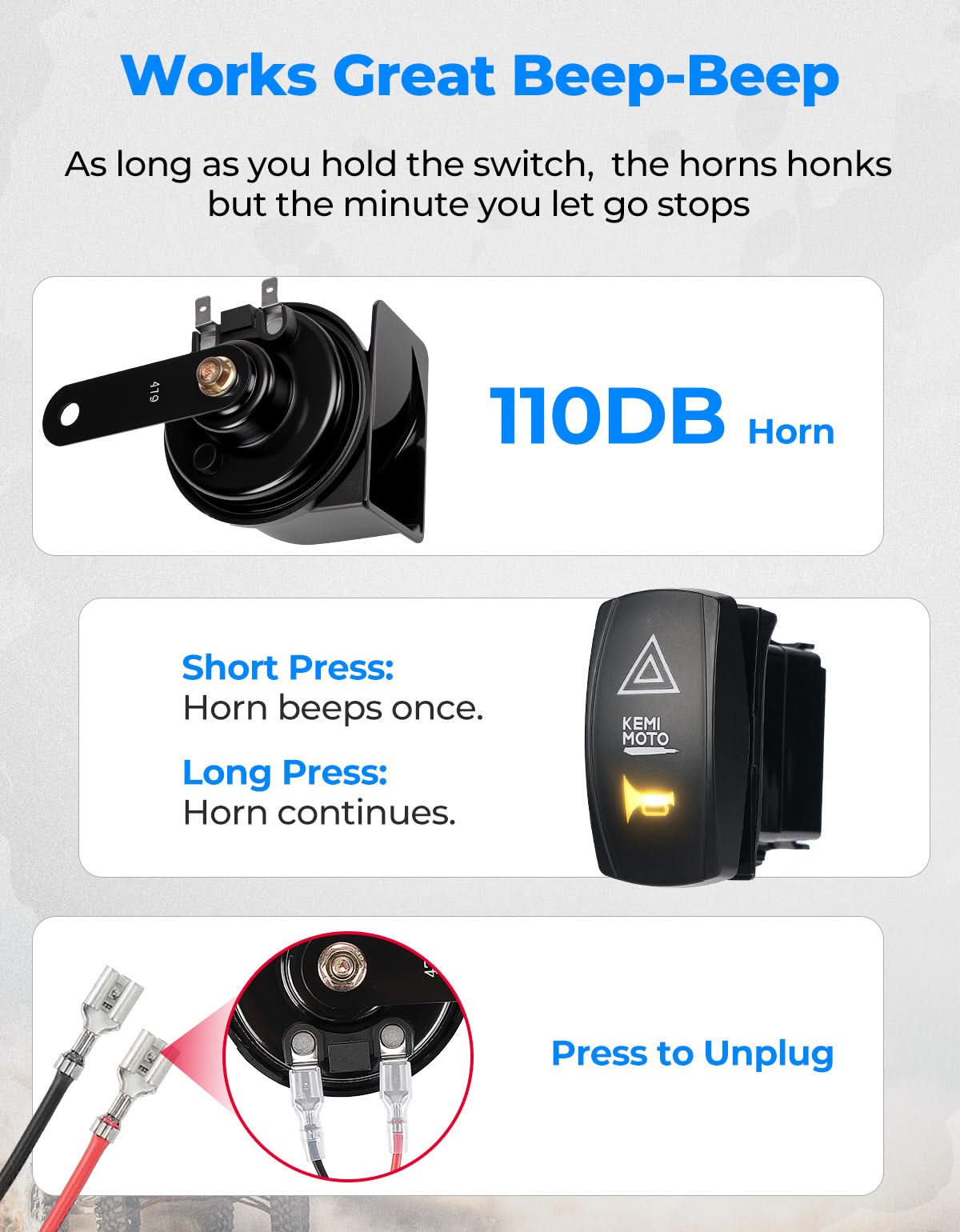 UTV Turn Signal Kit with 110D Horn for Polaris|Can-Am|Teryx|CFMOTO – fits Kawasaki Teryx (view 6)