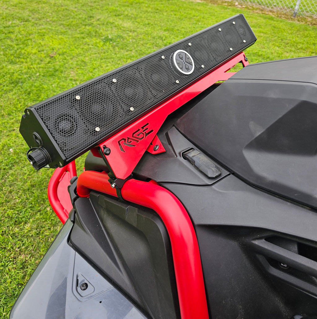 Rage Fab Gen 3 XMR sound bar mount on a Can-Am Outlander