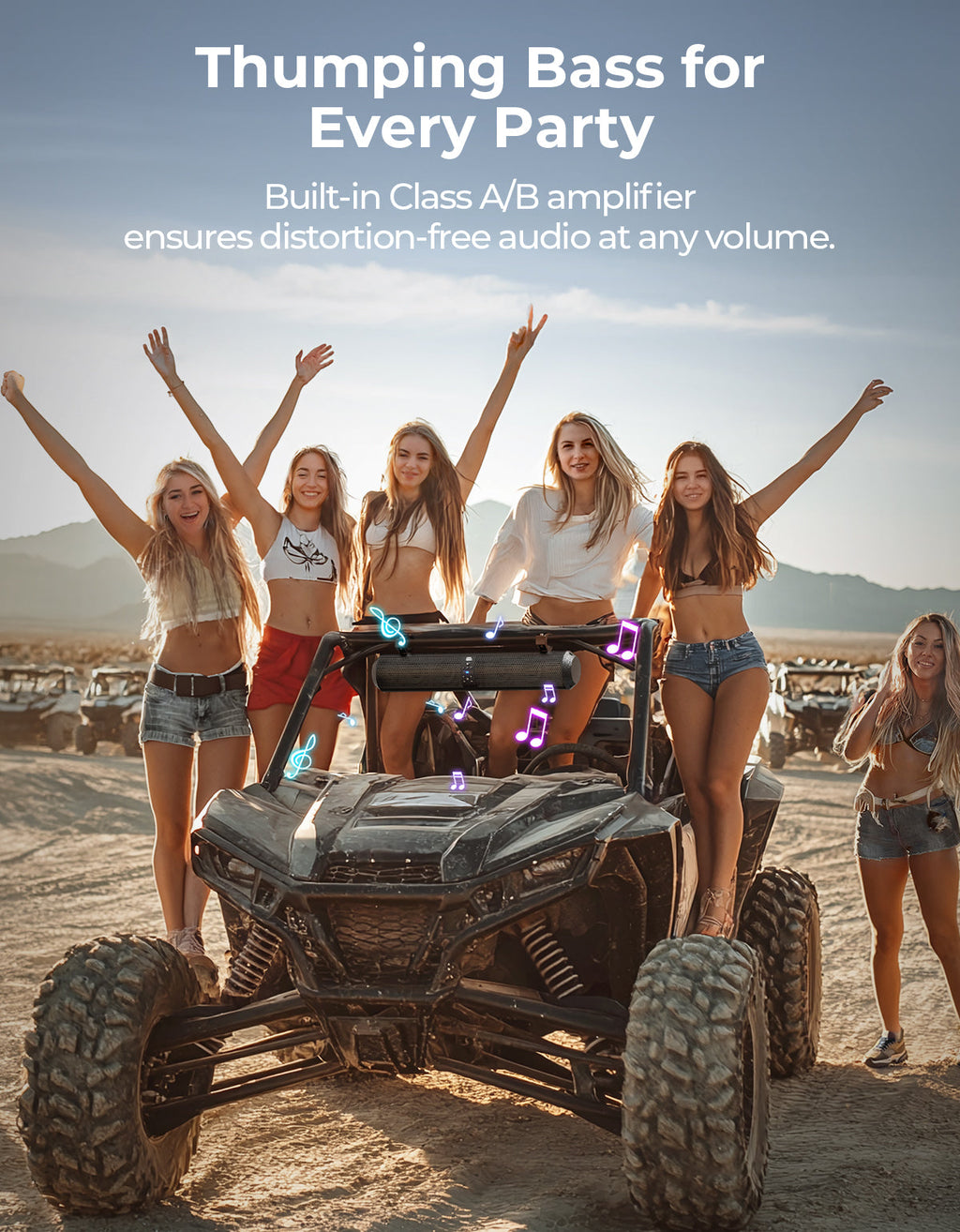 6 Speaker 28" UTV Bluetooth Sound Bar for Can Am Maverick X3/ RZR w/ 1.56"-2.25" Roll Bar