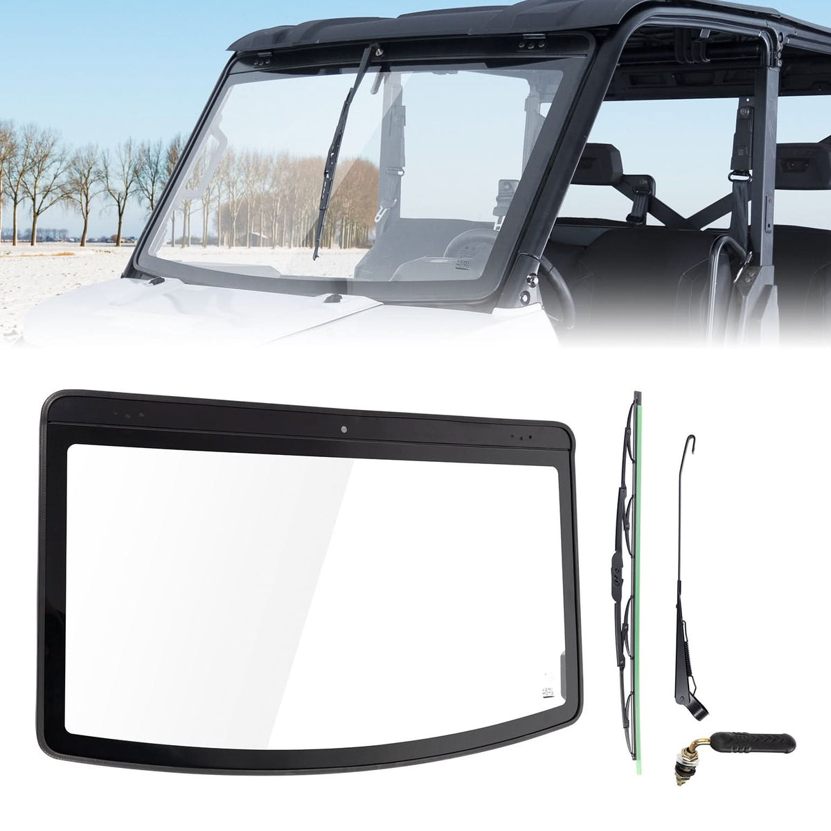 UTV Front Glass Windshield for Polaris Ranger 1000/CREW 1000/XP 1000/CREW XP 1000 /XP 900/CREW 900/CREW XP 900 – fits...