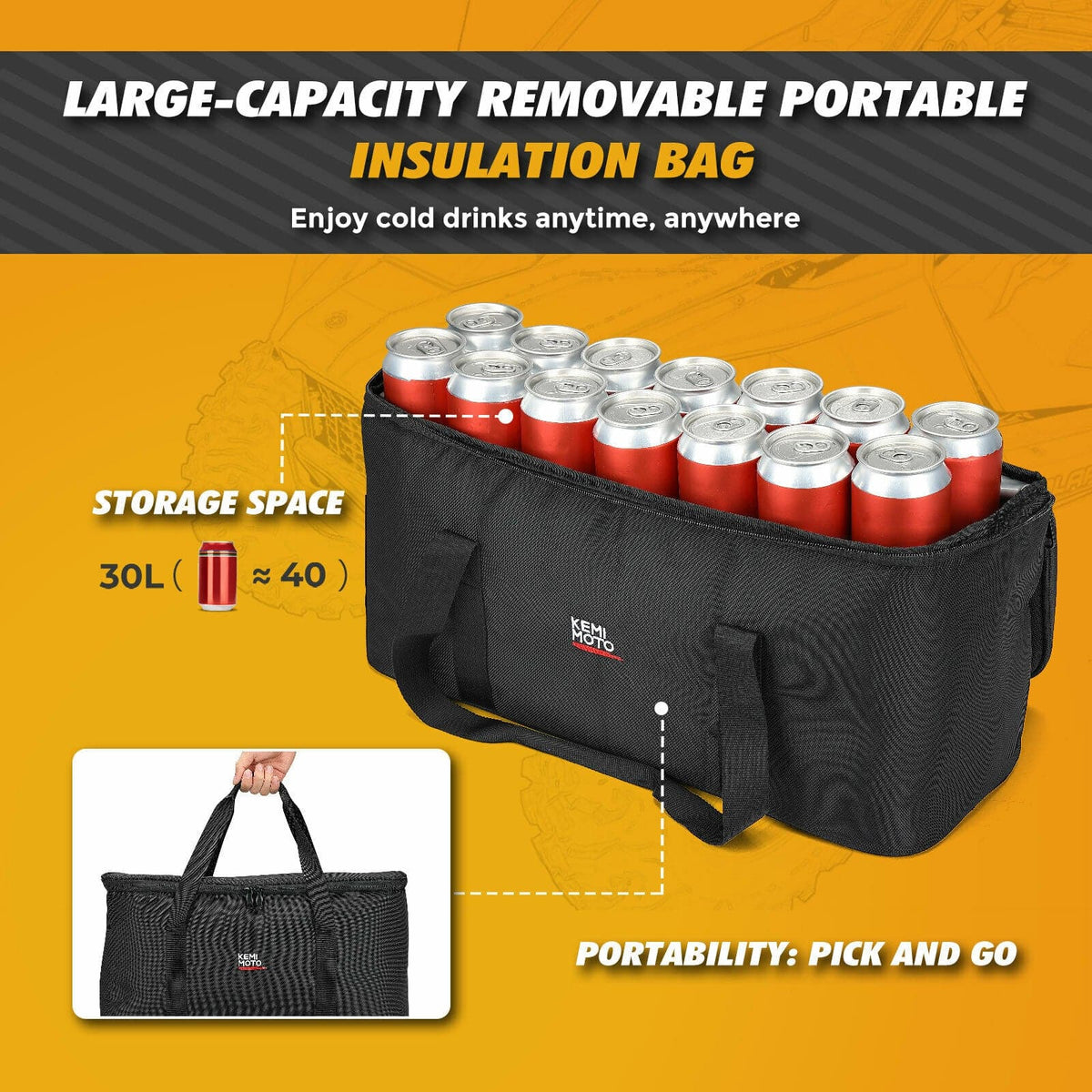 UTV Rear Storage Bag with Fixed Strap for Polaris RZR XP 1000/Turbo