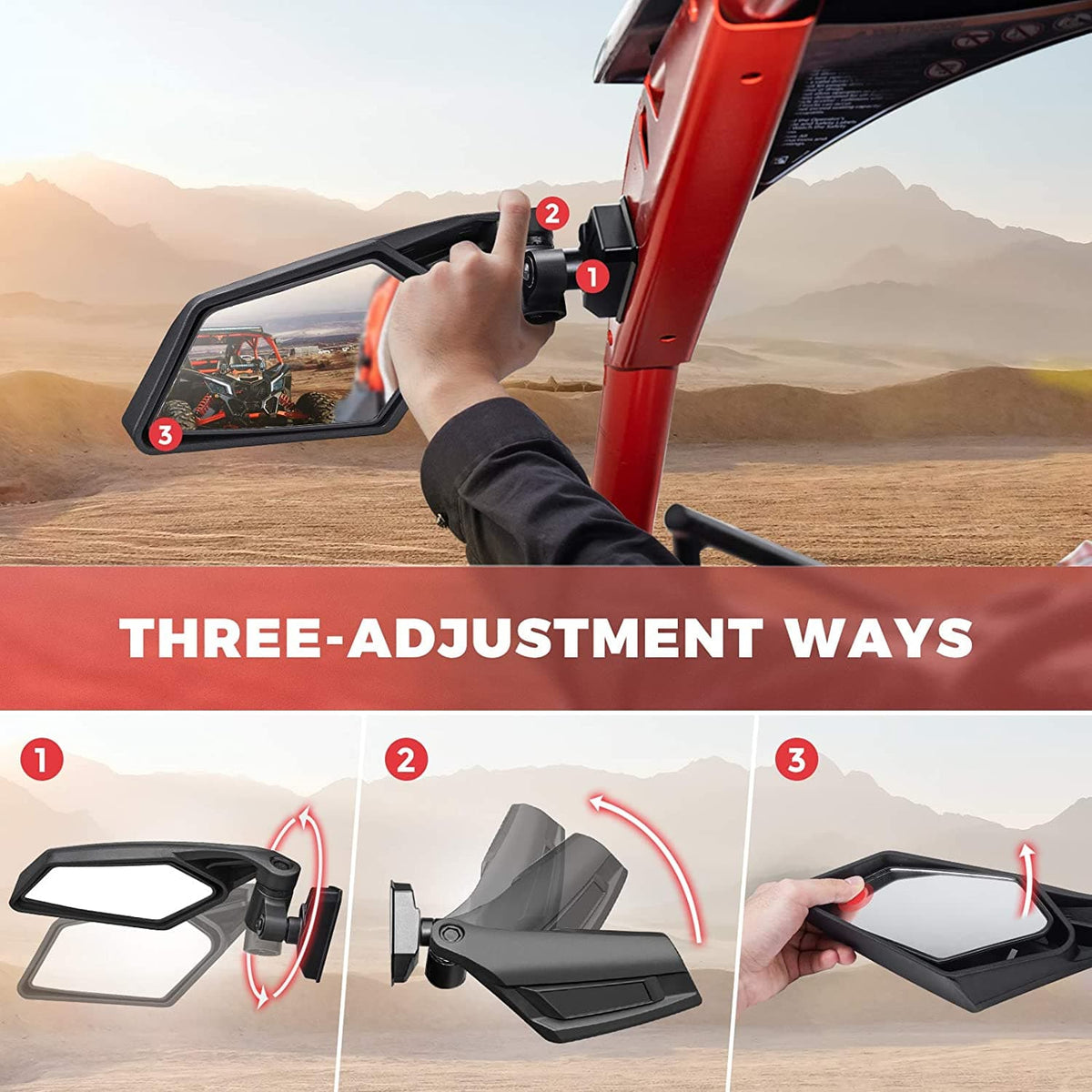 1 Pair Side View Mirrors 360° Adjustment for Can Am Maverick X3