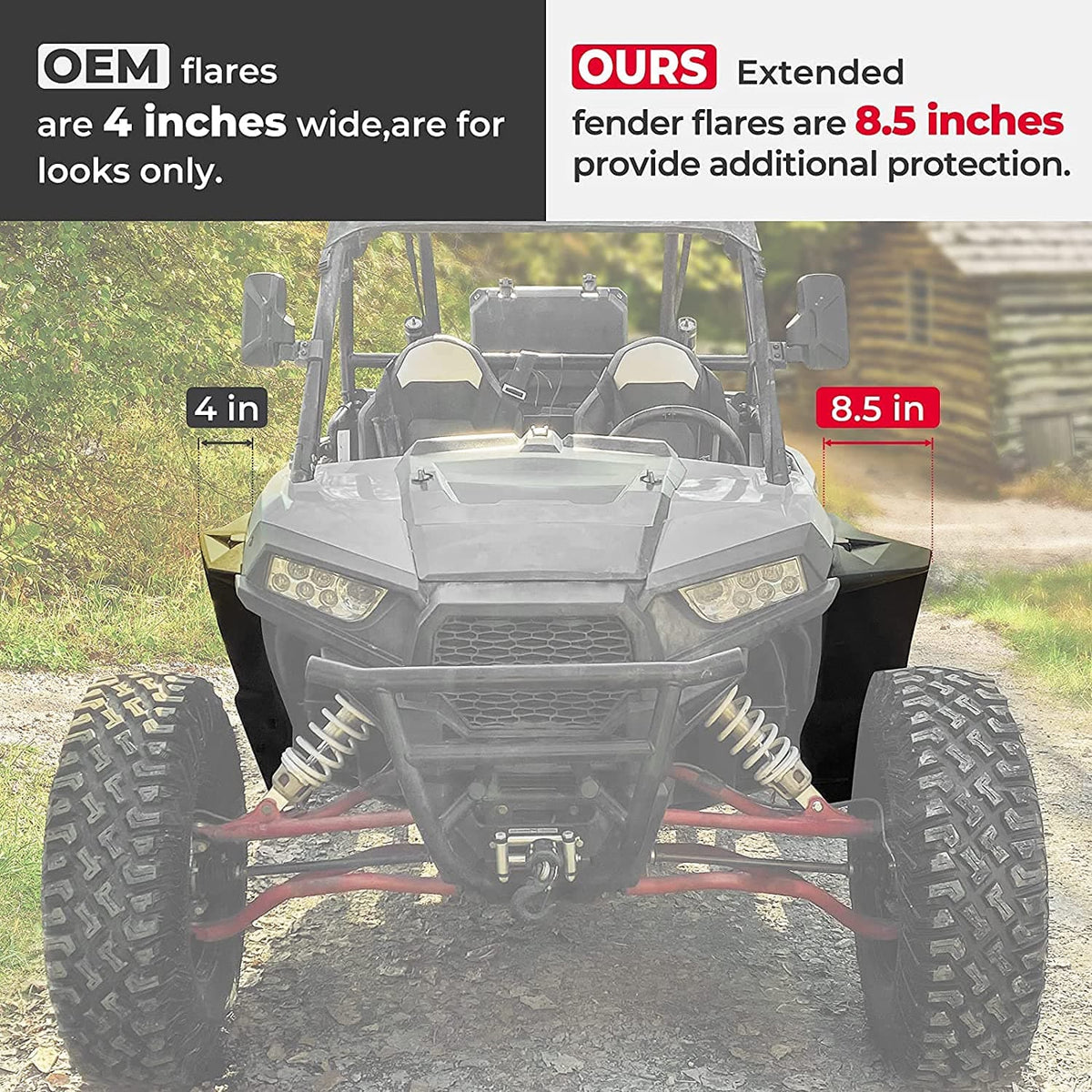 Extended Front Full Mud Flaps 2PCS for Polaris RZR XP 1000 / TURBO