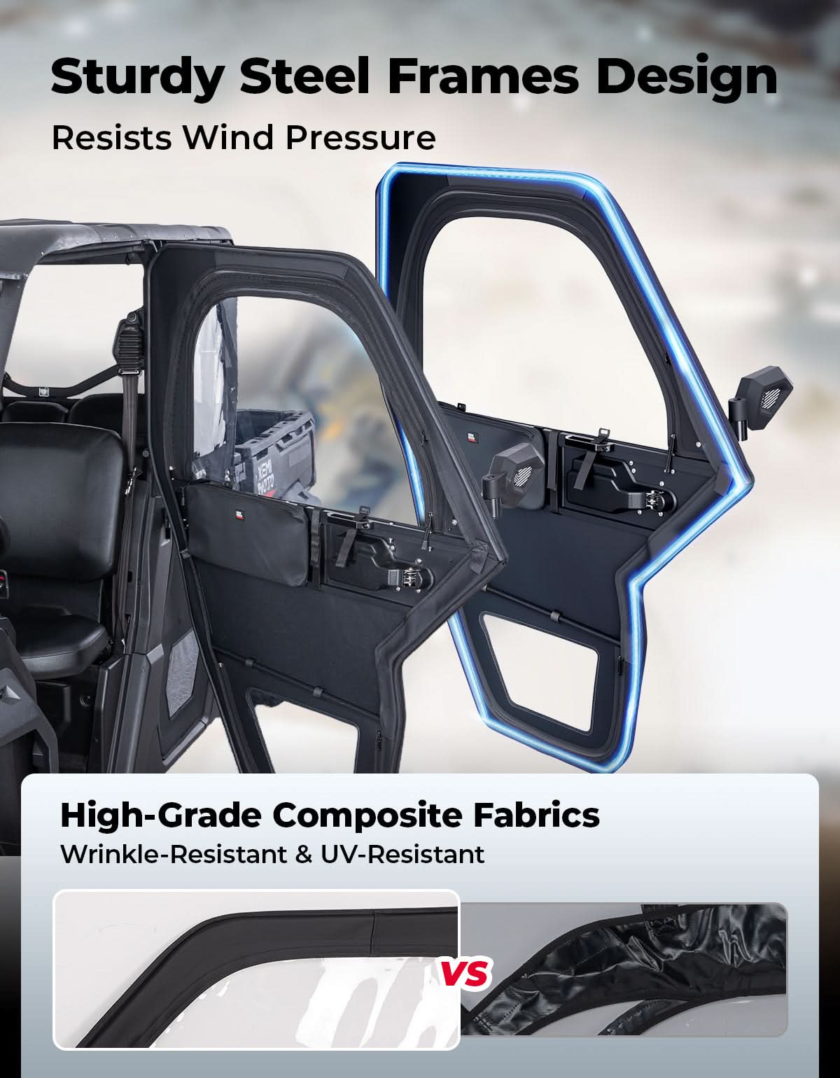 UTV Framed Doors for Can-Am Defender Max HD 7/8/9/10 – Full Enclosure Kit, 2022–2026 – fits Can-Am Defender MAX HD8