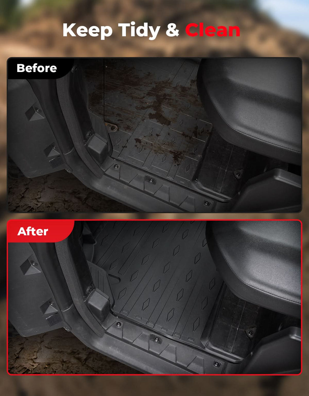 4PCS Floor Mats for Can-Am Defender MAX 2020–2025 All-Weather Rubber – fits Can-Am Defender MAX HD10 (view 3)