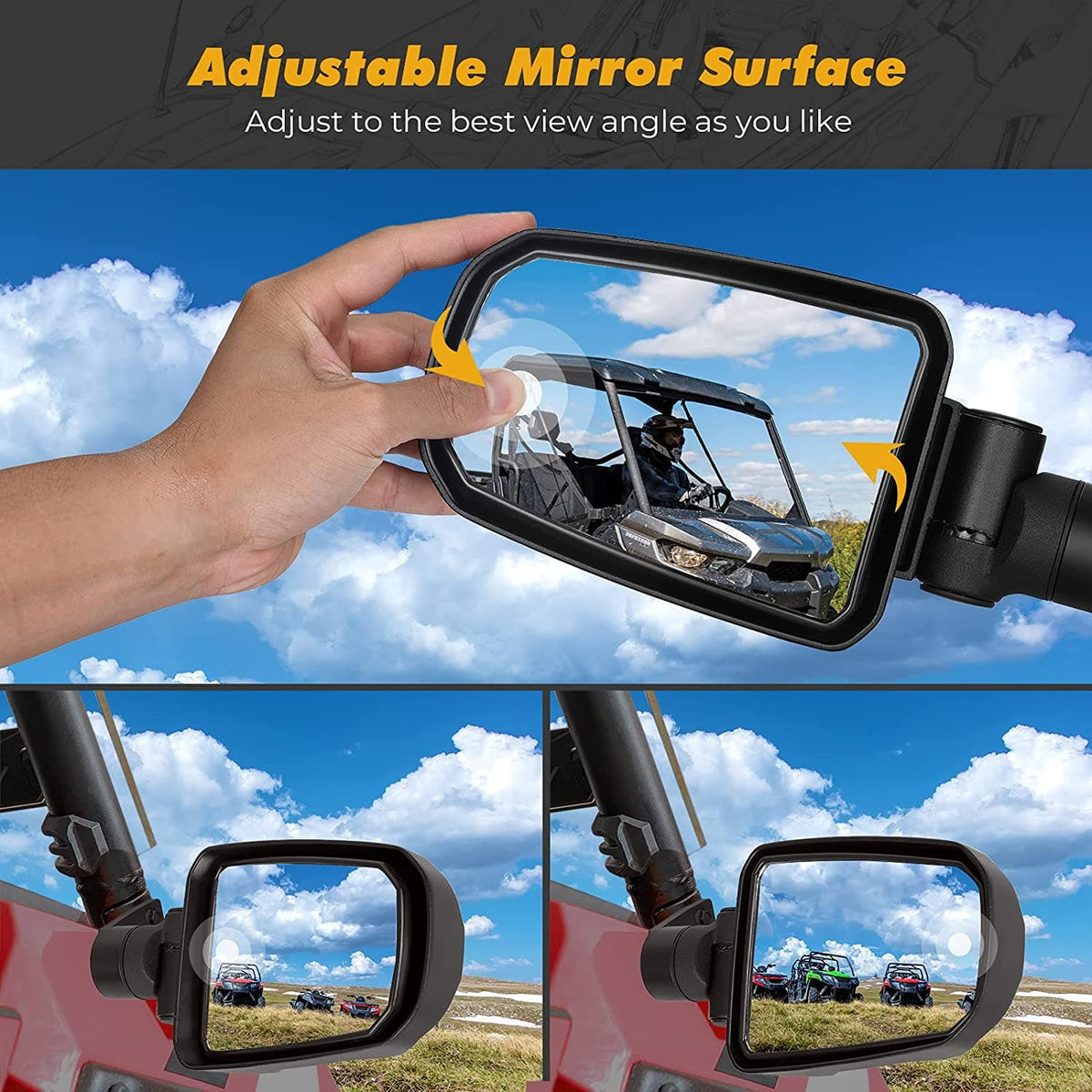 Folding Side Mirrors for Polaris RZR XP 900 1000 Turbo 2014-2023 – fits Polaris RZR S 1000