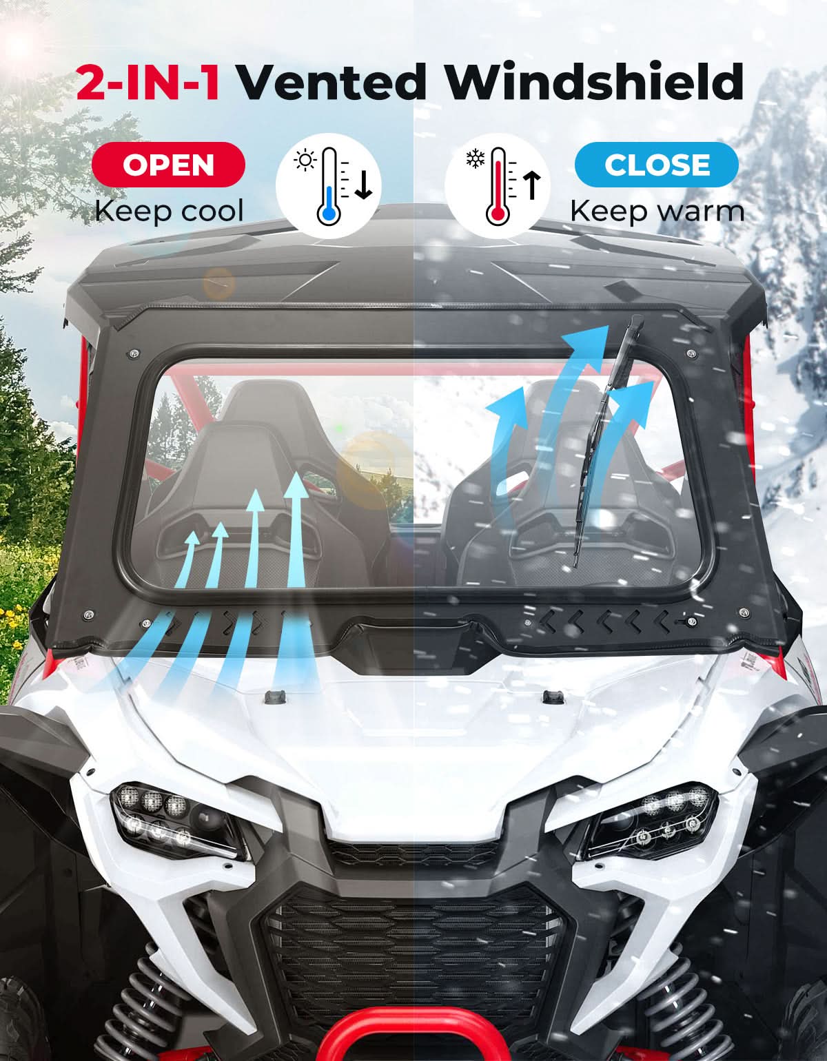 8MM Glass Windshield with Wiper for Honda Talon 1000 – fits Honda Talon 1000X (view 3)