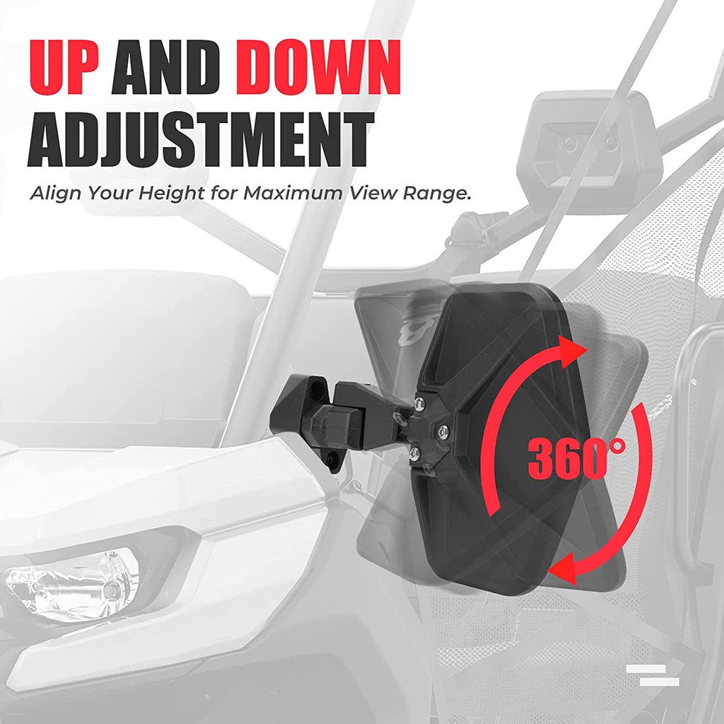 Side Mirrors Aluminum for Can Am Defender (one pair) – fits Can-Am Defender MAX HD8