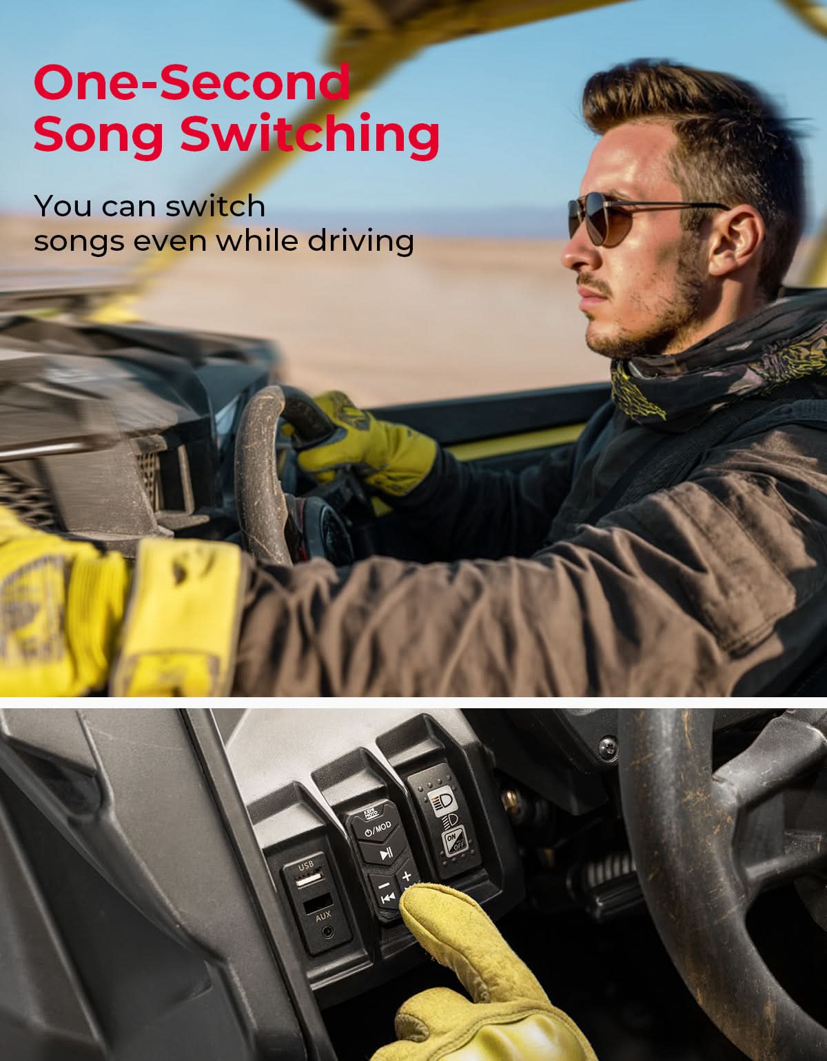 6.5'' UTV Bluetooth Sound System Speakers for Can Am Maverick X3/ RZR w/ 1.625''-1.9'' Roll Bar – fits Can-Am Maverick X3...