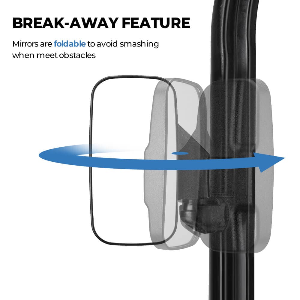 Adjustable Break Away Side Mirrors & 2" Tie Down Anchors Fit Polaris Ranger