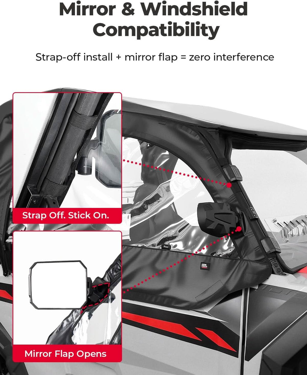UTV Soft Upper Doors Compatible with Polaris General 1000 / XP 1000 – fits Polaris General XP 1000 (view 4)