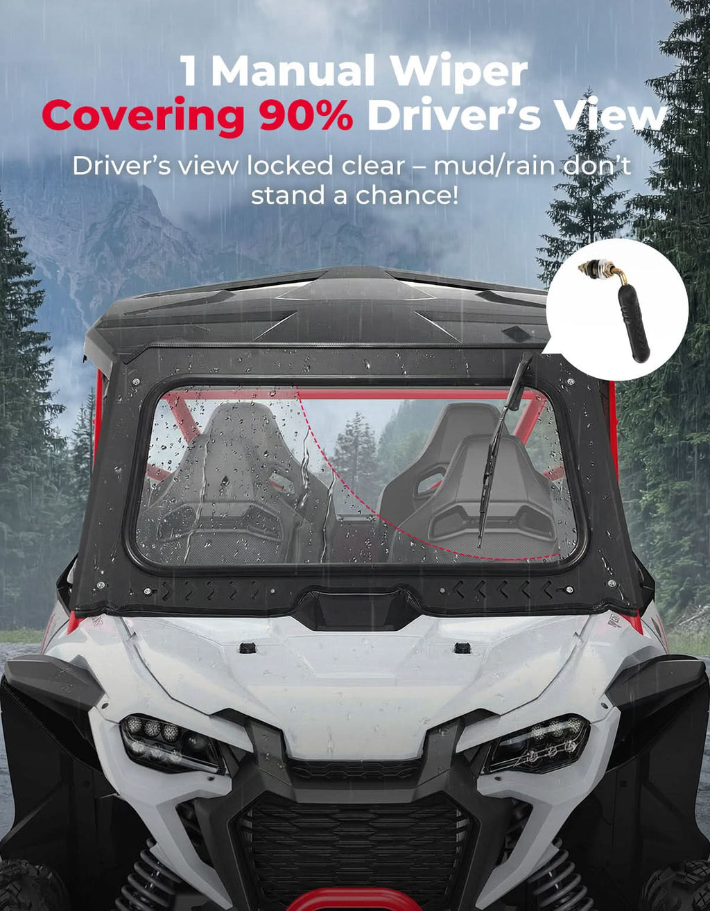 8MM Glass Windshield with Wiper for Honda Talon 1000 – fits Honda Talon 1000X (view 4)
