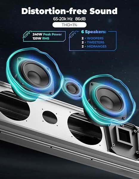 KEMIMOTO Midnight S80 Gen1.5 32" Aluminum 6-Speaker RGB Soundbar Silver – fits Can-Am Maverick X3 MAX (view 6)