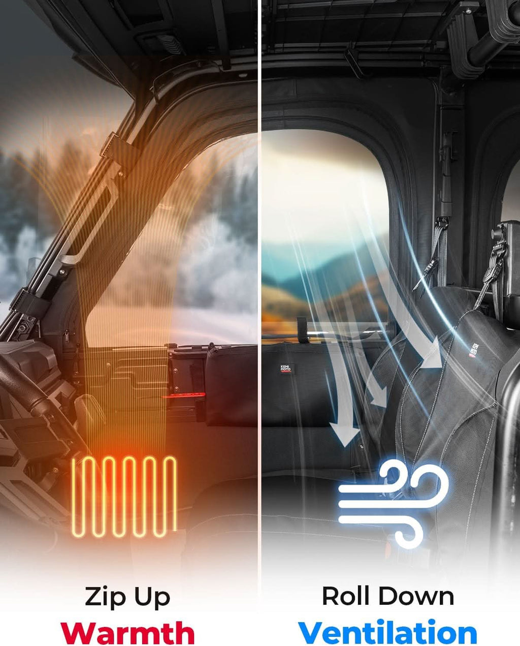 UTV Doors With Steel Frame for Polaris Ranger CREW XP 1000 2019-2026, Complete 4-Door Set – fits Polaris Ranger Crew XP...