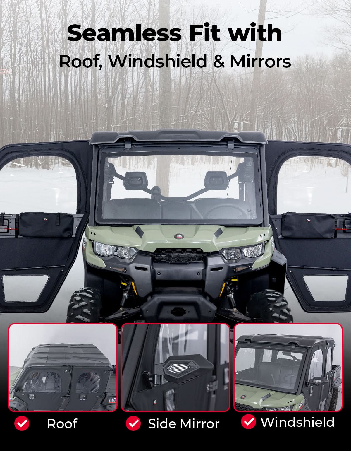 UTV Framed Doors for Can-Am Defender Max HD 7/8/9/10 – Full Enclosure Kit, 2022–2026 – fits Can-Am Defender MAX HD9