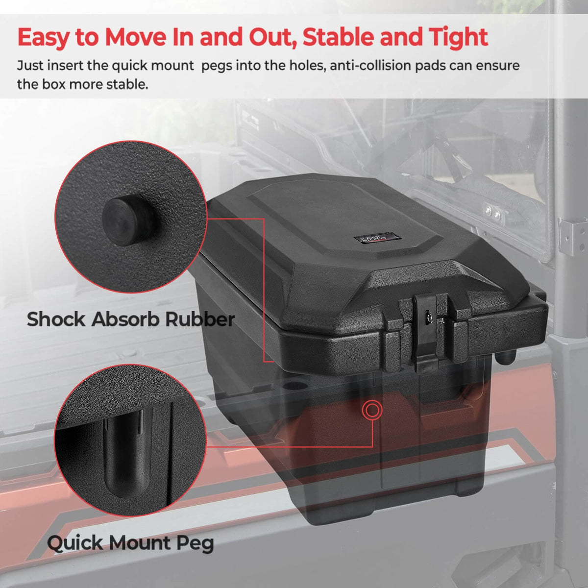 2" Tie Down Anchors & Big Size Cargo Box (Passenger Side) for Polaris Ranger