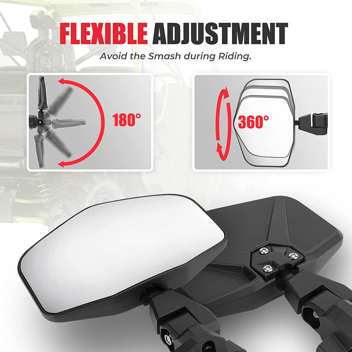Side Mirrors Aluminum for Can Am Defender (one pair) – fits Can-Am Defender PRO HD10