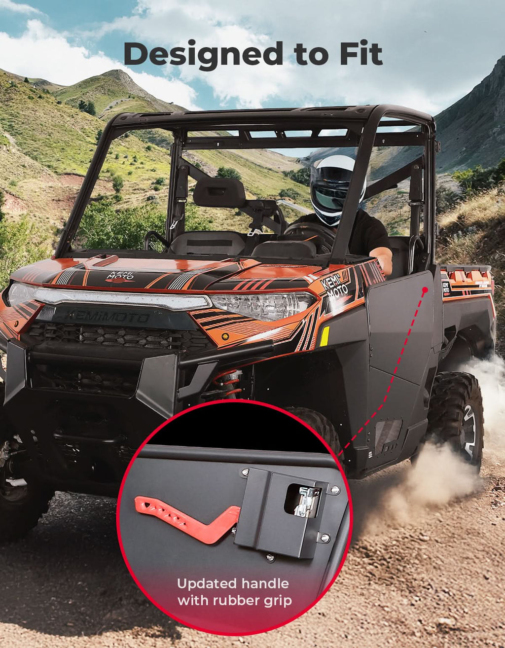 UTV Aluminum Half Doors for Ranger XP 1000 2018-2026 – fits Polaris Ranger XP 1000 (view 6)