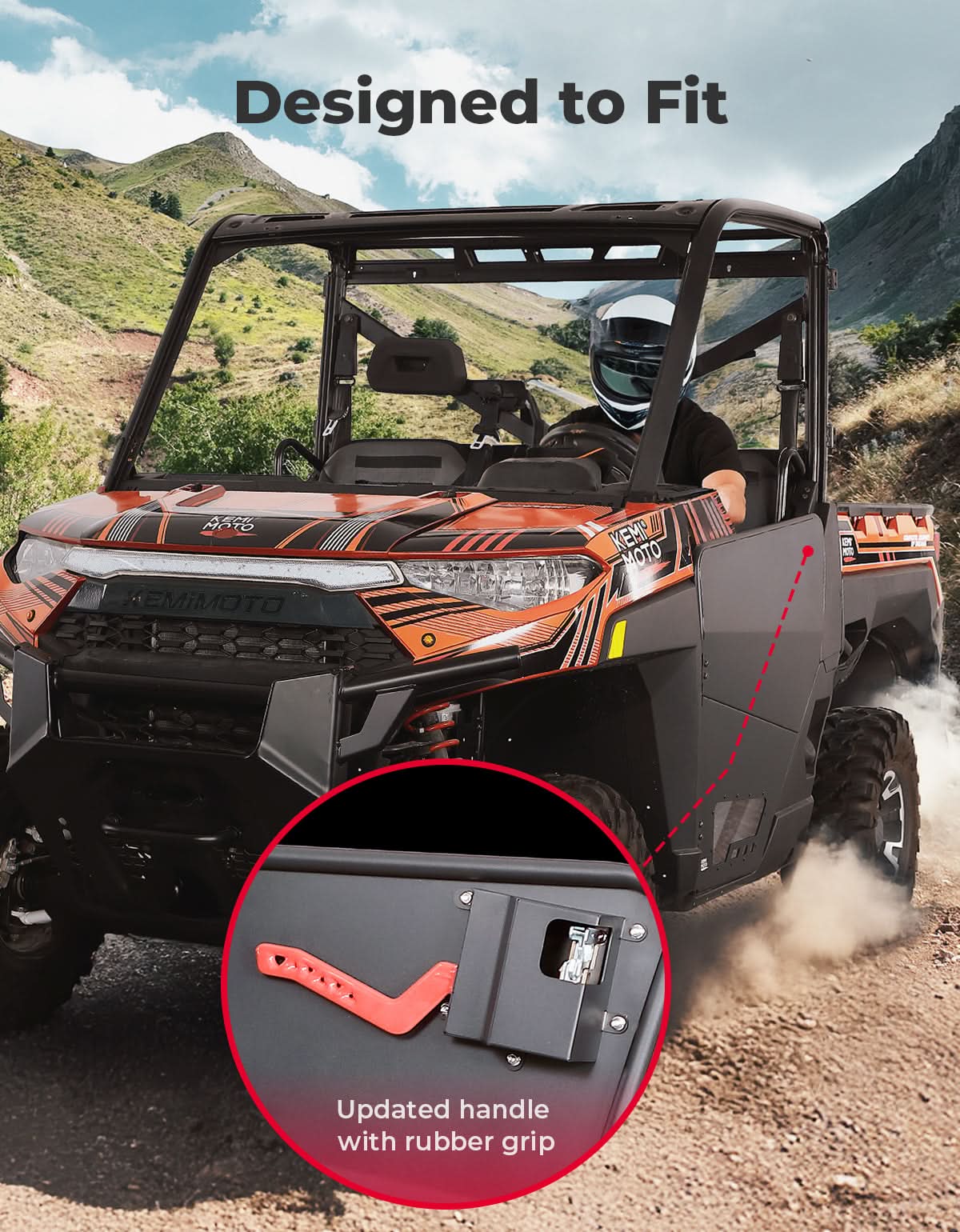UTV Aluminum Half Doors for Ranger XP 1000 2018-2026 – fits Polaris Ranger XP 1000 (view 6)