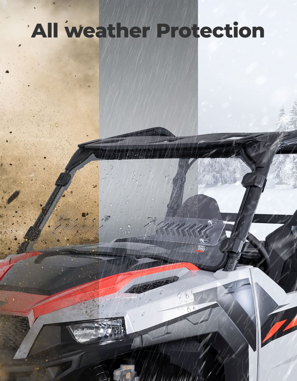 UTV 2-IN-1 Front Vented Windshield Compatible with Polaris General 1000, XP 1000, 4 1000 – fits Polaris General XP 1000...