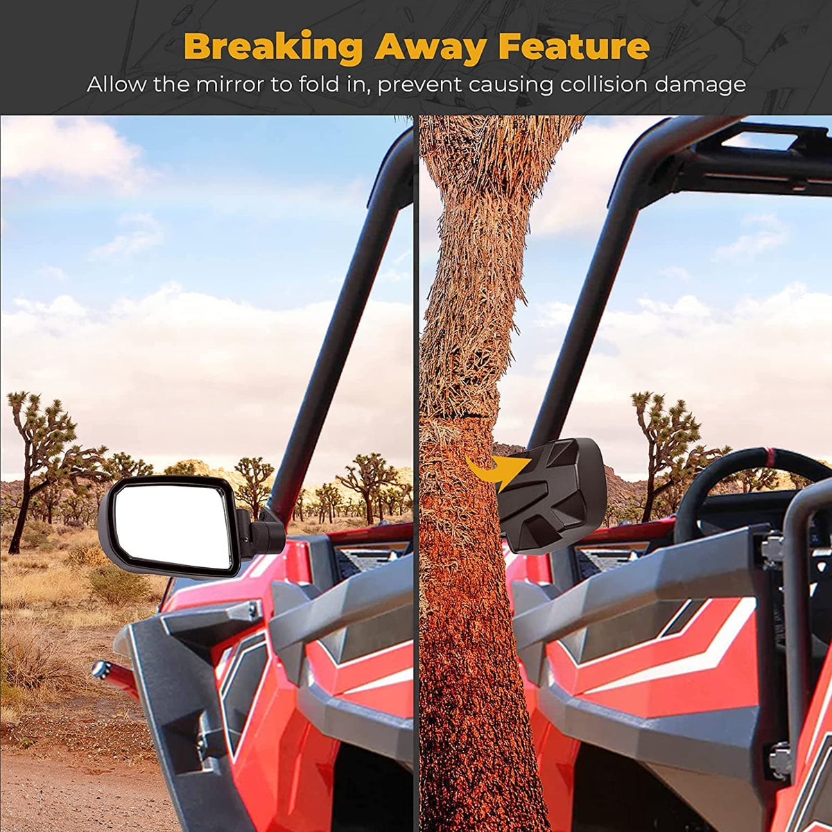 Folding Side Mirrors for Polaris RZR XP 900 1000 Turbo 2014-2023 – fits Polaris RZR S4 1000