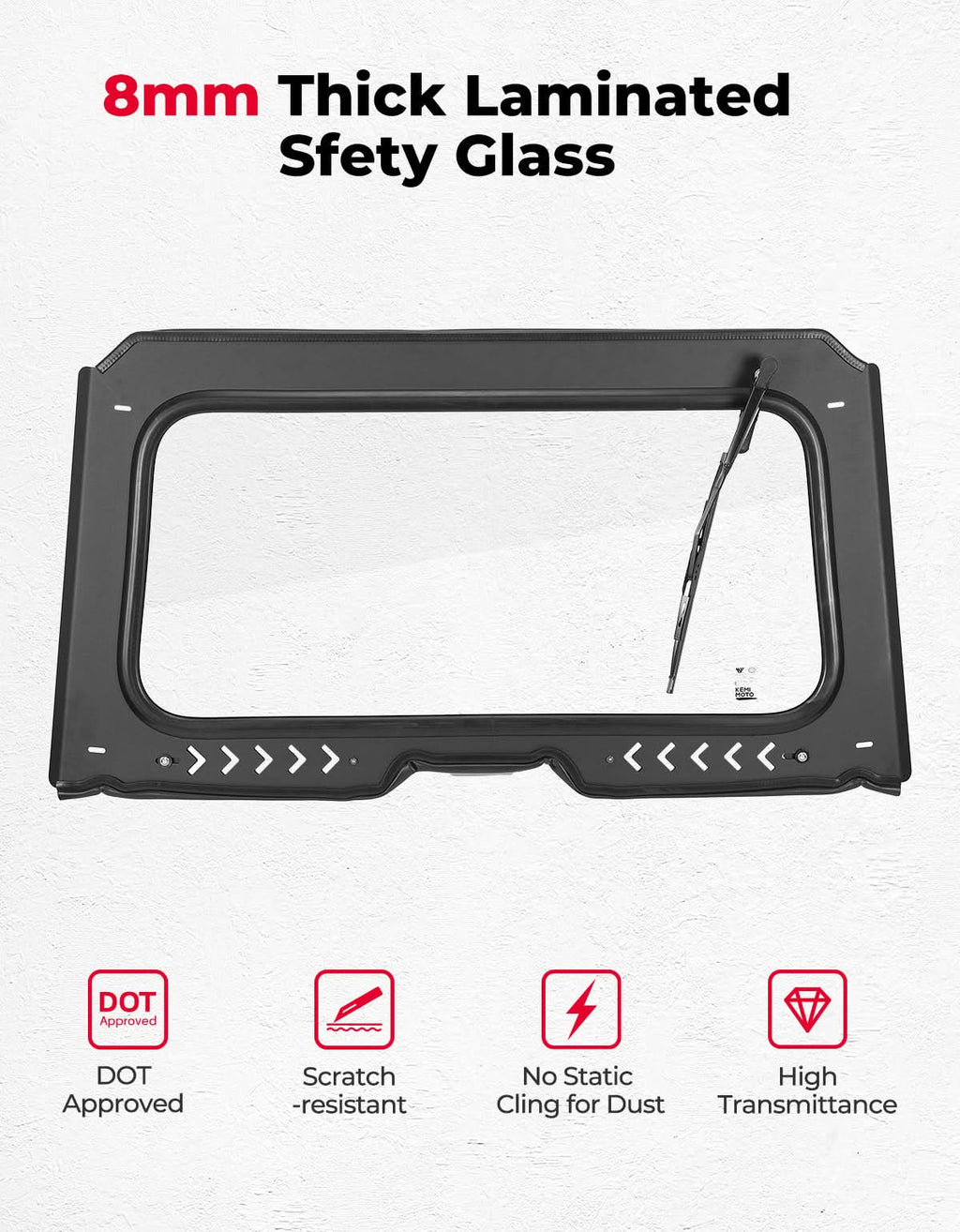 8MM Glass Windshield with Wiper for Honda Talon 1000 – fits Honda Talon 1000X (view 5)