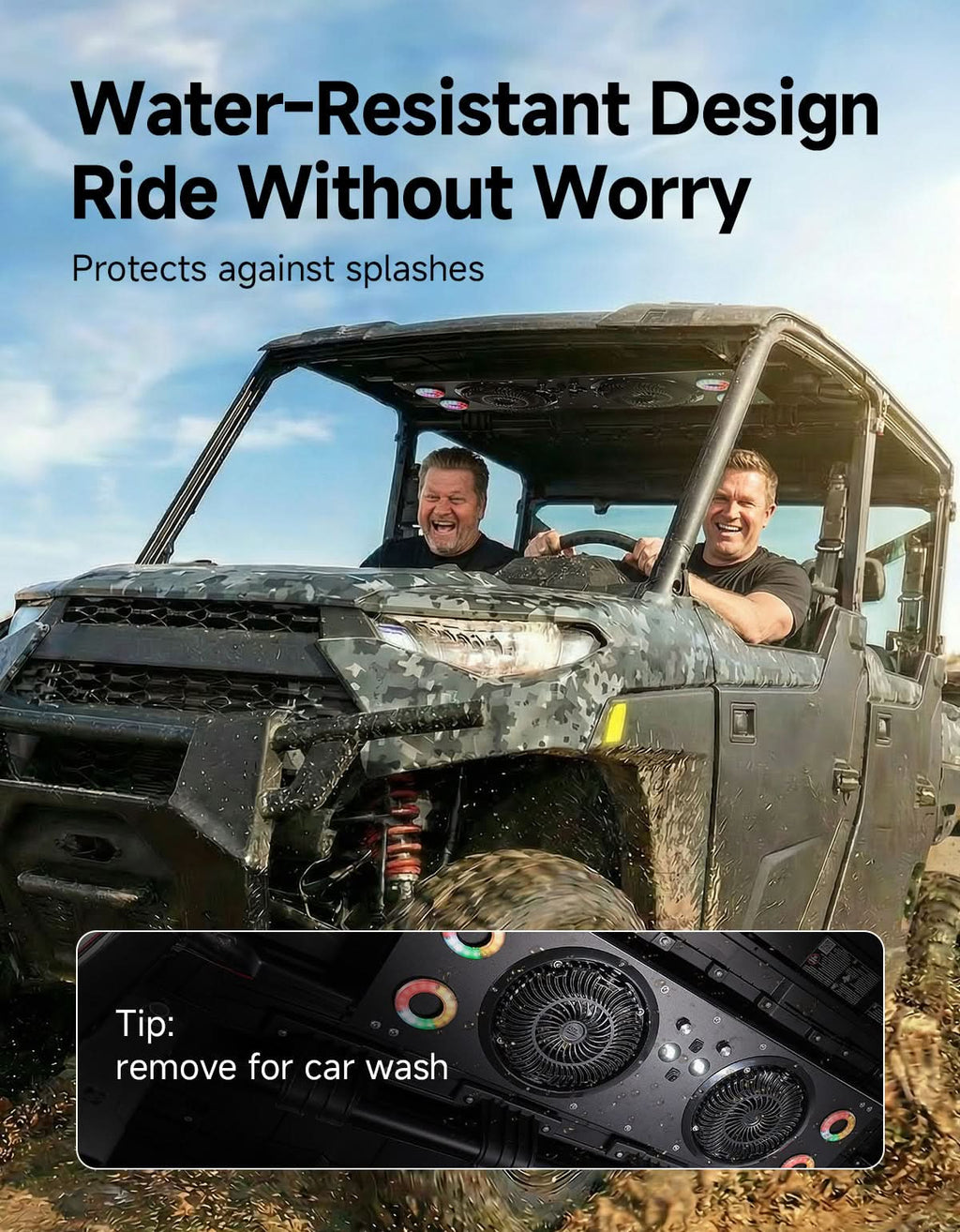 Overhead Fan with RGB for UTV with 57-42 Inch Roof Width for Polaris Ranger, RZR, Can-Am Defender, CFMOTO Uforce – fits...