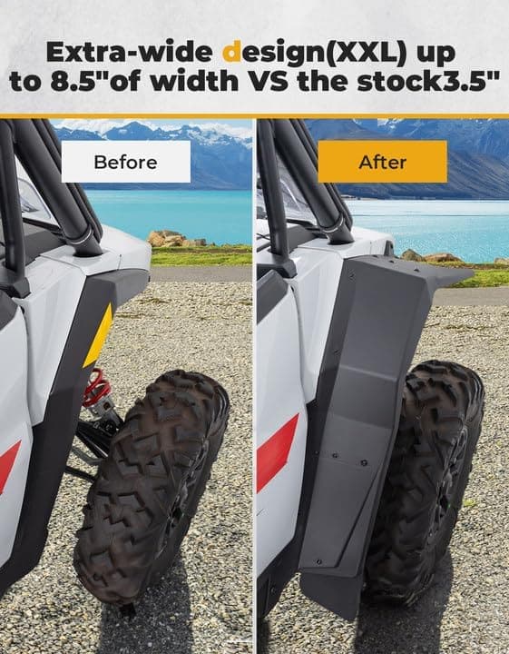 Fender Flares 8.5" Extended Mud Flaps for 2024-2026 Polaris RZR XP 4 1000 (4PCS) – fits Polaris RZR XP 4 1000 (2024+)...