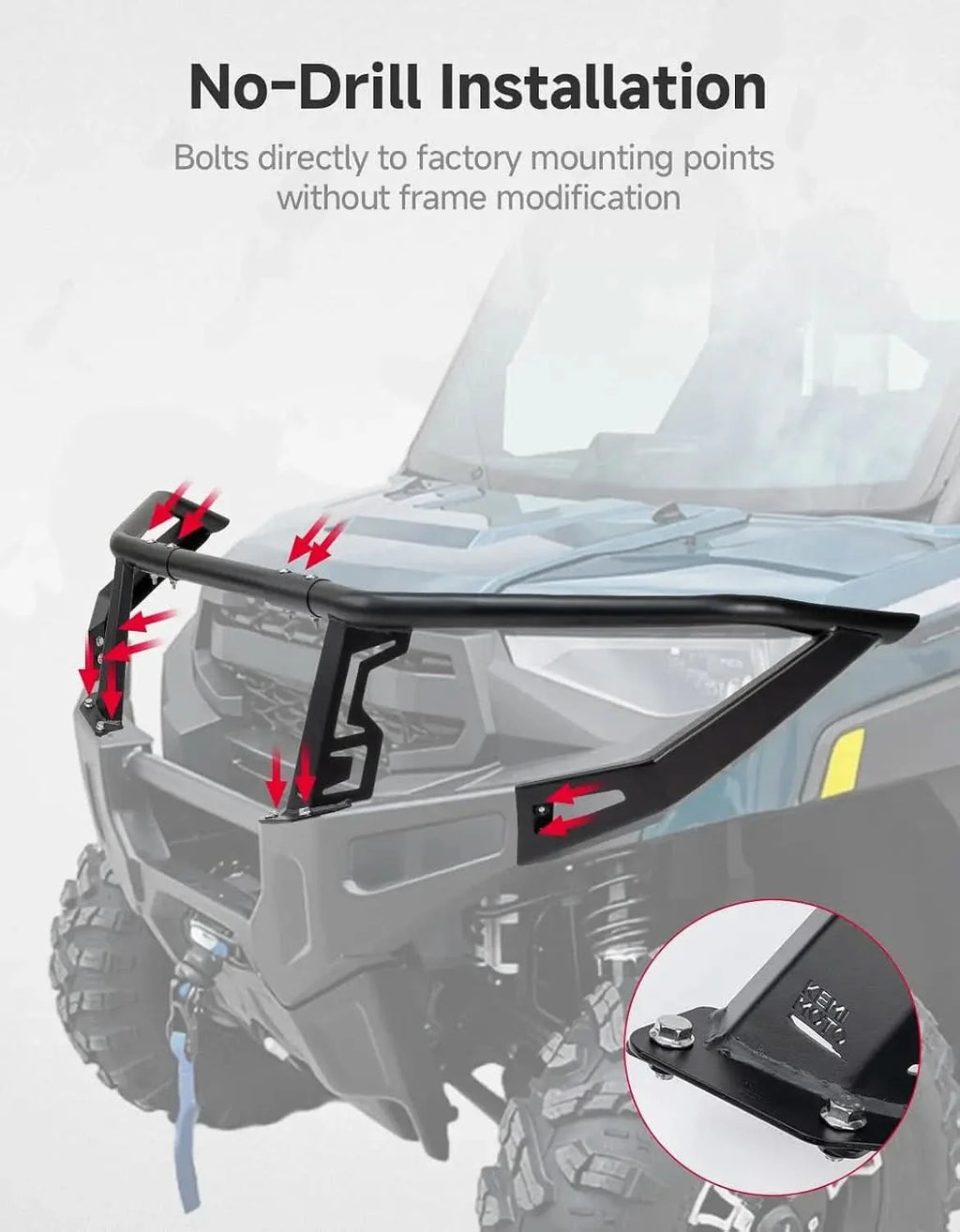 Front Upper Bumper Brush Guard, Rigid Steel for Polaris Ranger XP 1000 2025-2026 – fits Polaris Ranger XP 1000 (view 5)