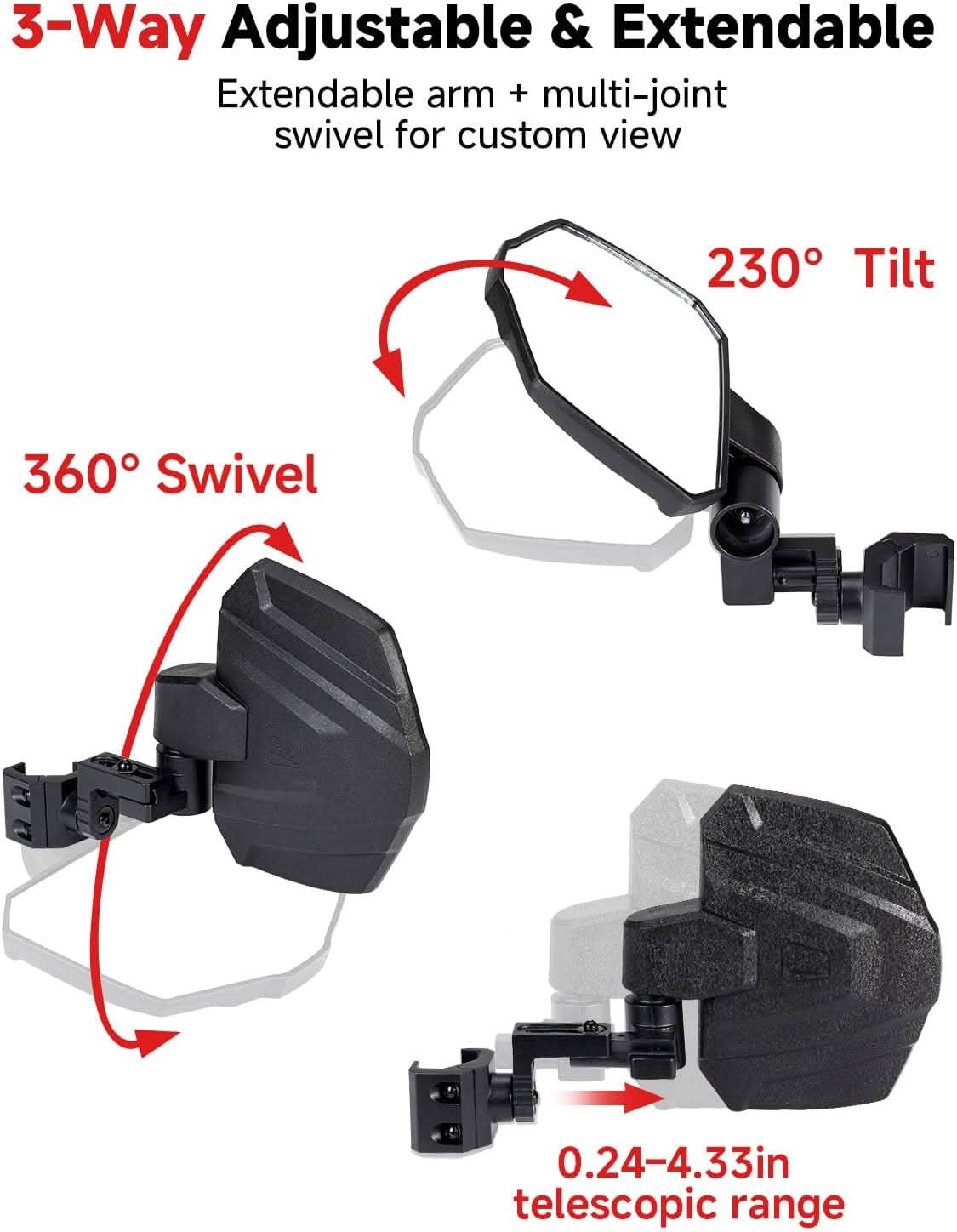 UTV Side Mirrors For Polaris|Can-Am| CFMOTO