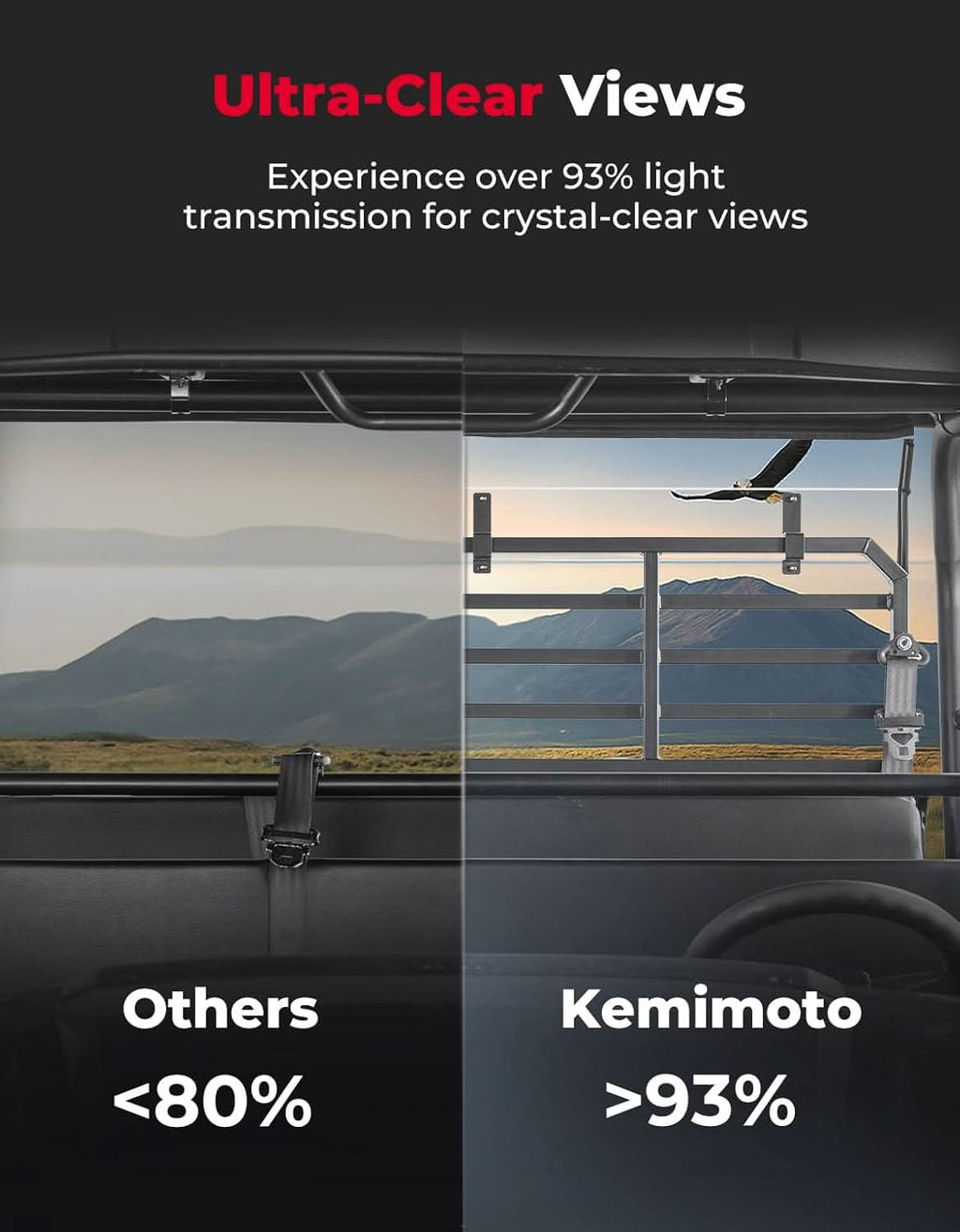 UTV Rear Windshield For Kawasaki Mule Pro