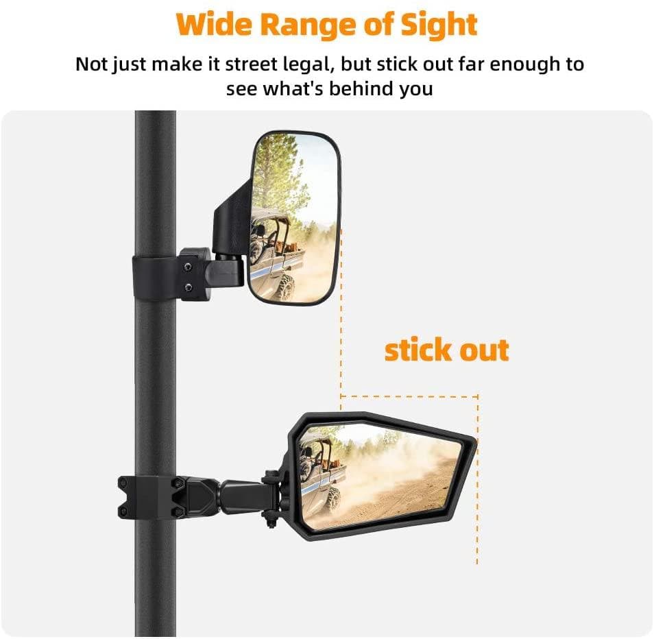 Color Side Rear View Mirror For 1.75" Roll Bar For Polaris RZR – fits Polaris RZR (view 5)