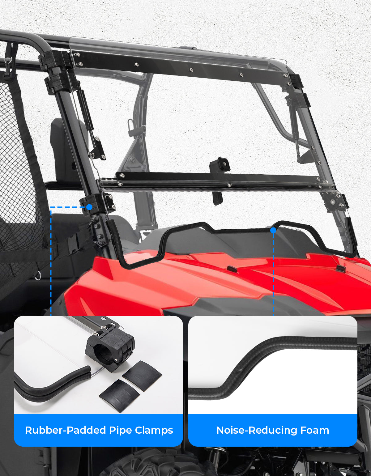 UTV Flip Up Windshield for Pioneer 700/700-4 2014-2026 – fits Honda Pioneer (view 5)