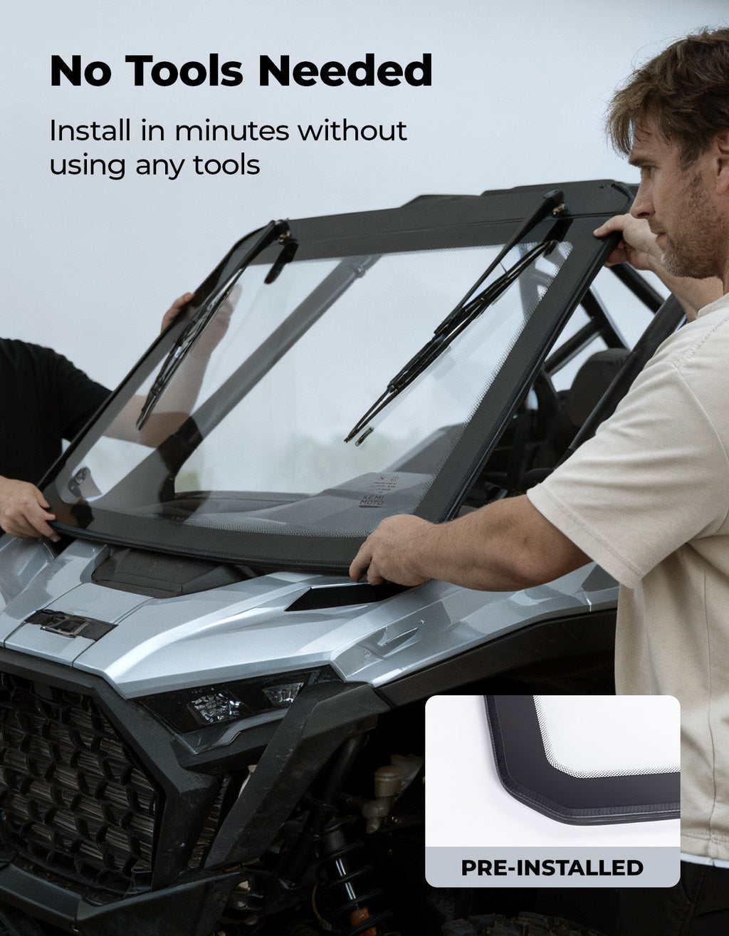 PRO XP Glass Windshield with 2 Manual Wipers for Polaris RZR PRO XP/XP4/PRO S/S4 (2025-2026) – fits Polaris RZR Pro S...