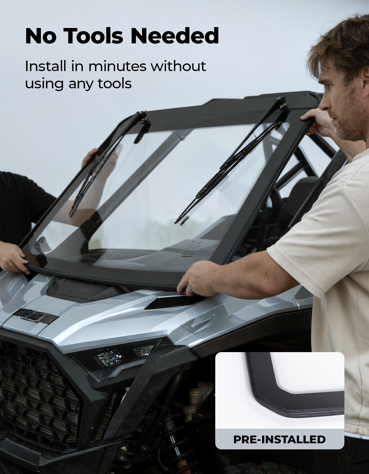PRO XP Glass Windshield with 2 Manual Wipers for Polaris RZR PRO XP/XP4/PRO S/S4 (2025-2026) – fits Polaris RZR Pro S...