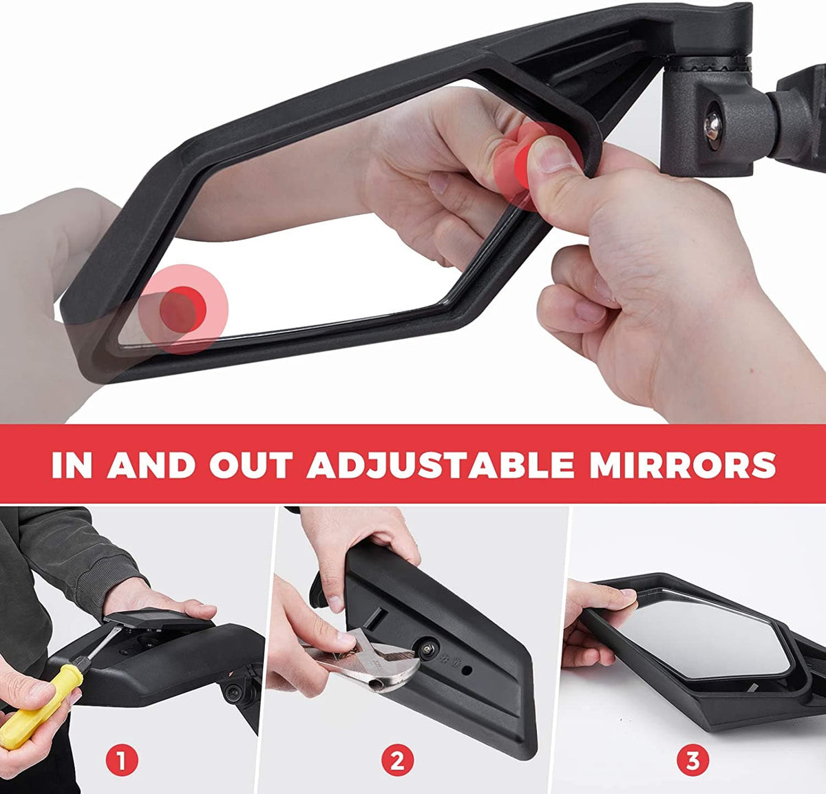 1 Pair Side View Mirrors 360° Adjustment for Can Am Maverick X3