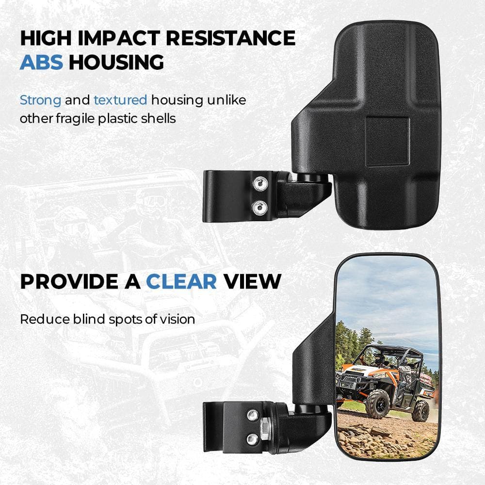 Side Mirrors for Polaris Ranger/ General, Can-Am Trail/ Defender (1 pair)