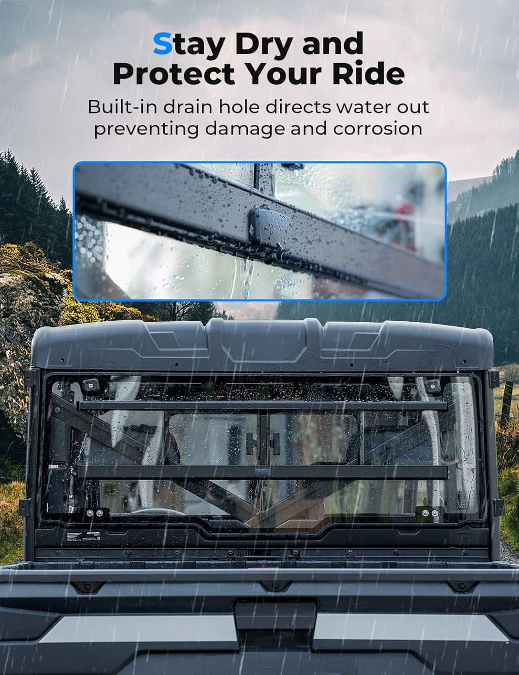 Sliding Glass Rear Window for Polaris Ranger 570 / 900 / 1000 & XP Crew (2013–2026)