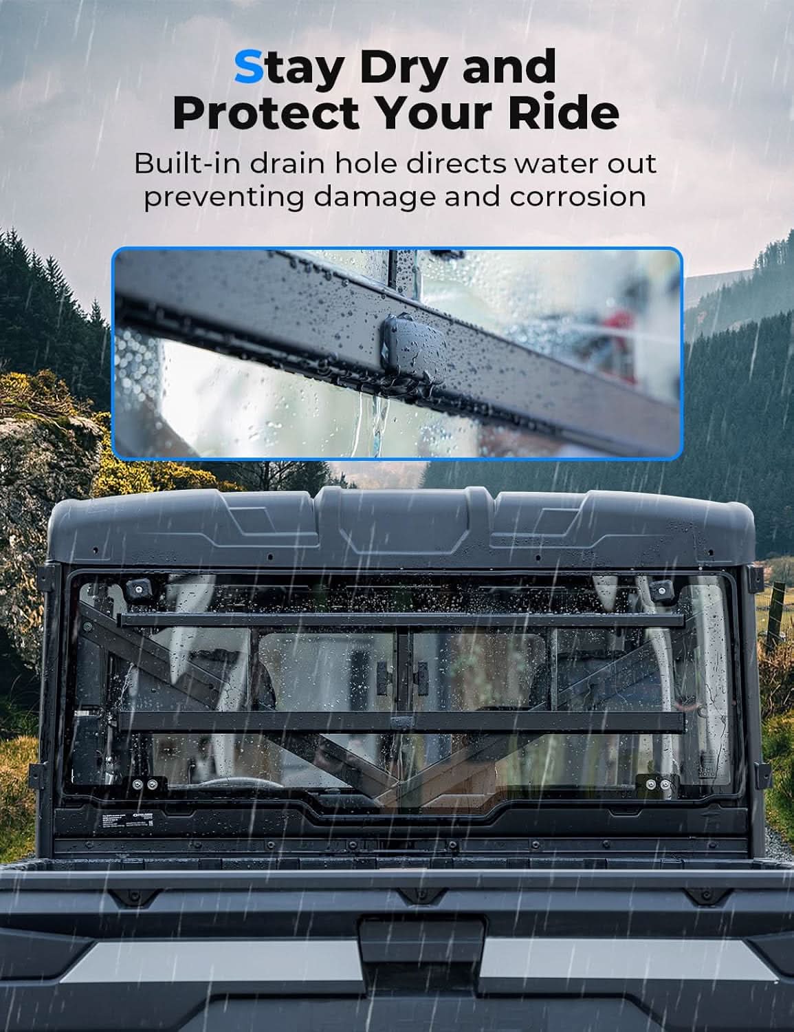 Sliding Glass Rear Window for Polaris Ranger 570 / 900 / 1000 & XP Crew (2013–2026)